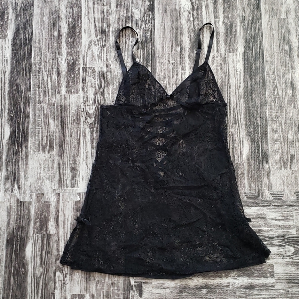 Victoria's Secret Black Lace Teddy Cami sexy teddy dress slip